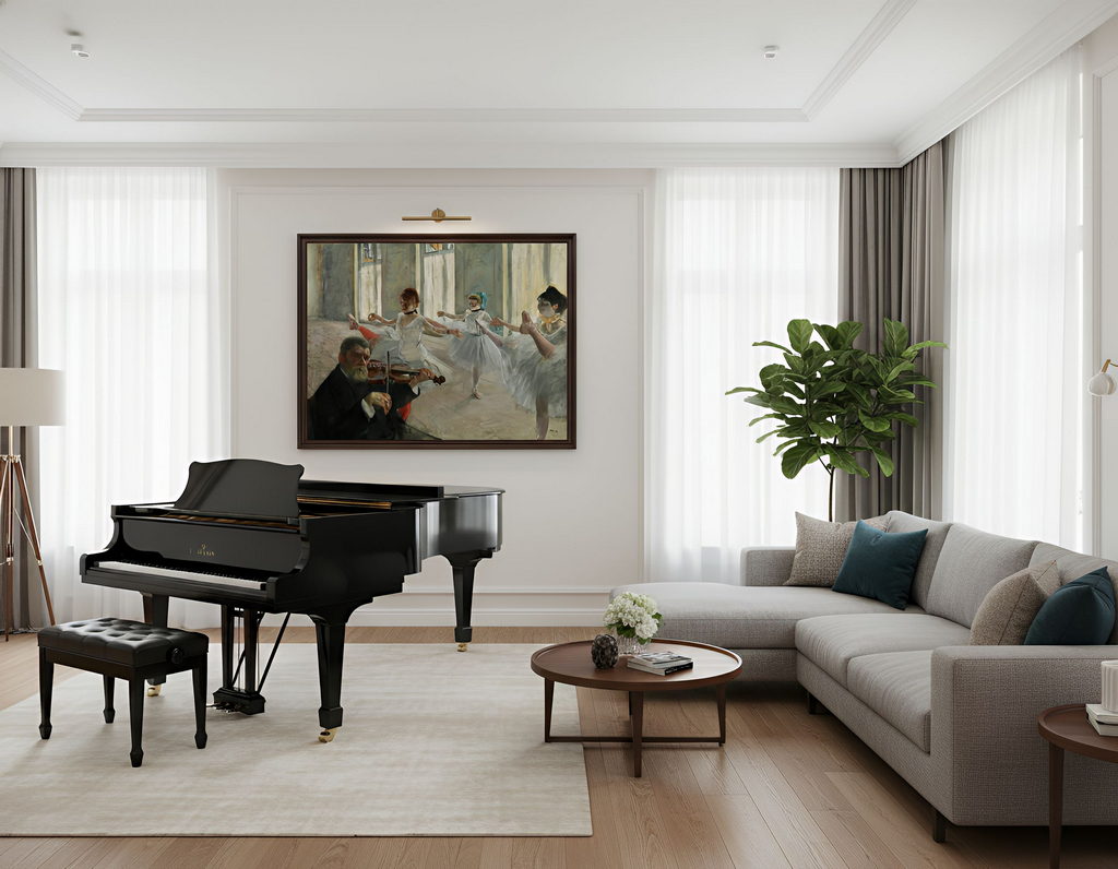 Degas painting facing a grand piano
