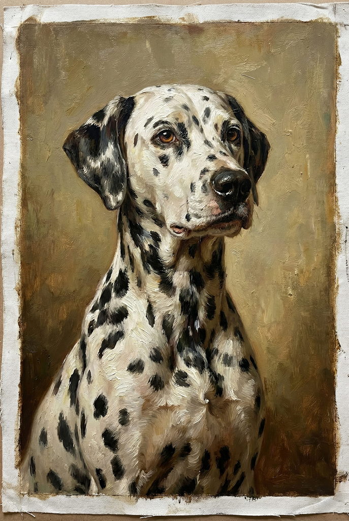majestic oil painting portrait of a dog
