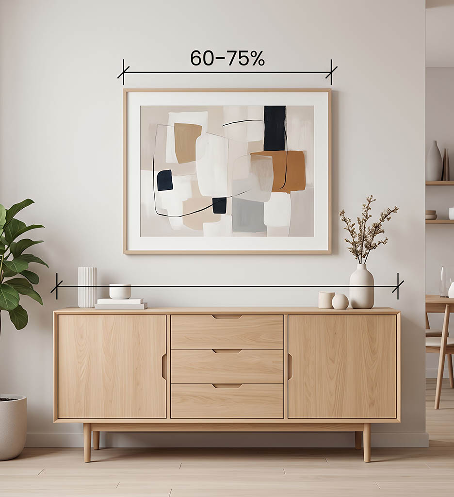 The 60-75% Rule: Wall Art Proportion for Sideboard